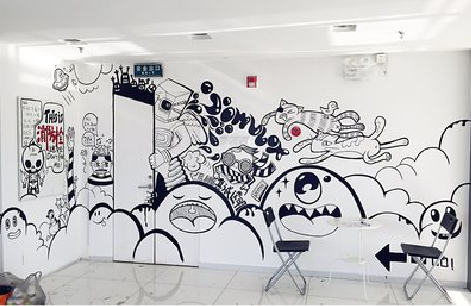 文山手绘墙并非传统涂鸦。